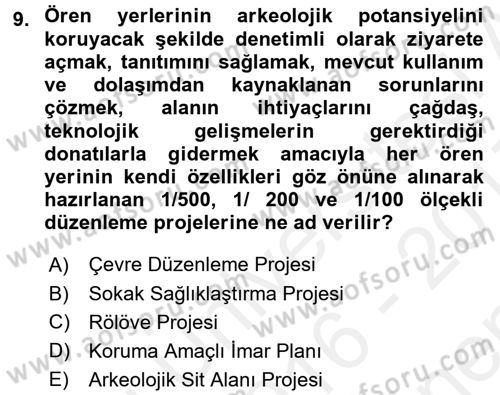 Kültürel Miras Mevzuatı Dersi 2016 - 2017 Yılı (Final) Dönem Sonu Sınav Soruları 9. Soru