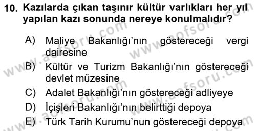 Kültürel Miras Mevzuatı Dersi 2017 - 2018 Yılı (Final) Dönem Sonu Sınav Soruları 10. Soru
