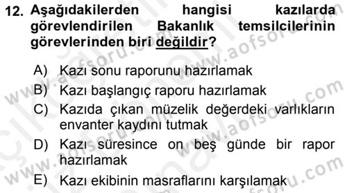 Kültürel Miras Mevzuatı Dersi 2017 - 2018 Yılı (Final) Dönem Sonu Sınav Soruları 12. Soru