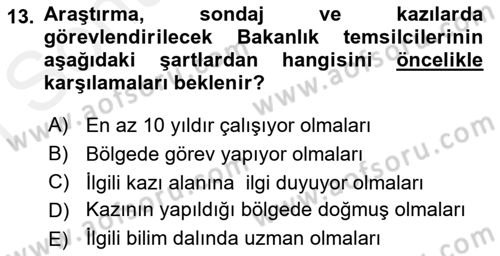 Kültürel Miras Mevzuatı Dersi 2017 - 2018 Yılı (Final) Dönem Sonu Sınav Soruları 13. Soru