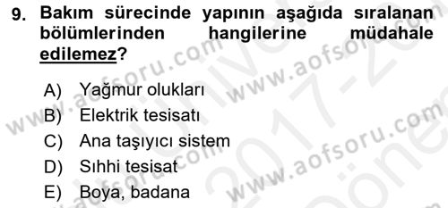 Kültürel Miras Mevzuatı Dersi 2017 - 2018 Yılı (Final) Dönem Sonu Sınav Soruları 9. Soru