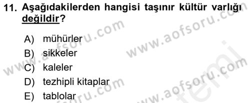 Kültürel Miras Mevzuatı Dersi 2018 - 2019 Yılı (Final) Dönem Sonu Sınav Soruları 11. Soru