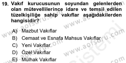Kültürel Miras Mevzuatı Dersi 2018 - 2019 Yılı (Final) Dönem Sonu Sınav Soruları 19. Soru