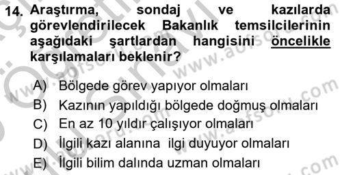 Kültürel Miras Mevzuatı Dersi 2018 - 2019 Yılı Yaz Okulu Sınav Soruları 14. Soru
