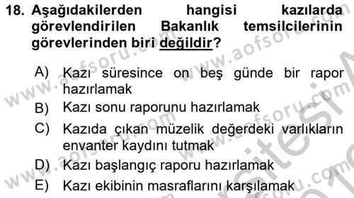 Kültürel Miras Mevzuatı Dersi 2018 - 2019 Yılı Yaz Okulu Sınav Soruları 18. Soru