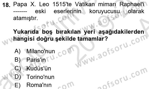 Kültürel Miras Mevzuatı Dersi 2019 - 2020 Yılı (Vize) Ara Sınav Soruları 18. Soru