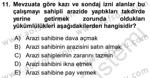 Kültürel Miras Mevzuatı Dersi 2019 - 2020 Yılı (Final) Dönem Sonu Sınav Soruları 11. Soru