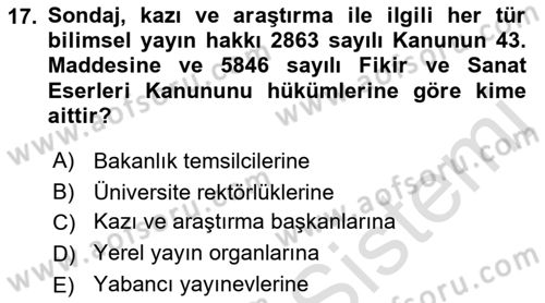 Kültürel Miras Mevzuatı Dersi 2019 - 2020 Yılı (Final) Dönem Sonu Sınav Soruları 17. Soru
