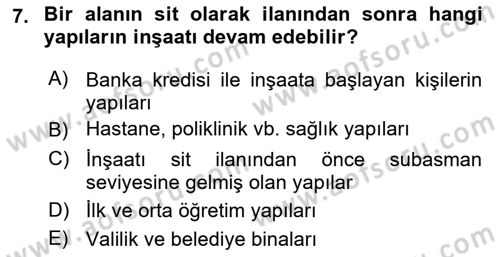 Kültürel Miras Mevzuatı Dersi 2019 - 2020 Yılı (Final) Dönem Sonu Sınav Soruları 7. Soru