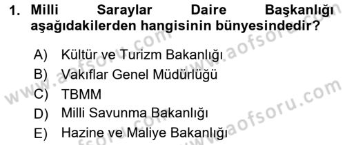 Kültürel Miras Mevzuatı Dersi 2020 - 2021 Yılı Yaz Okulu Sınav Soruları 1. Soru