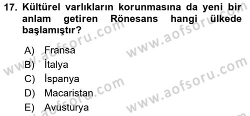 Kültürel Miras Mevzuatı Dersi 2020 - 2021 Yılı Yaz Okulu Sınav Soruları 17. Soru