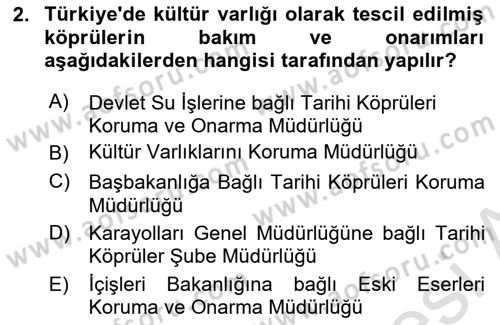 Kültürel Miras Mevzuatı Dersi 2020 - 2021 Yılı Yaz Okulu Sınav Soruları 2. Soru