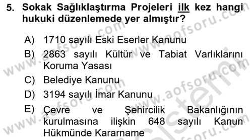 Kültürel Miras Mevzuatı Dersi 2020 - 2021 Yılı Yaz Okulu Sınav Soruları 5. Soru