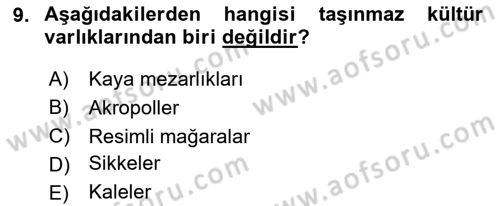 Kültürel Miras Mevzuatı Dersi 2020 - 2021 Yılı Yaz Okulu Sınav Soruları 9. Soru