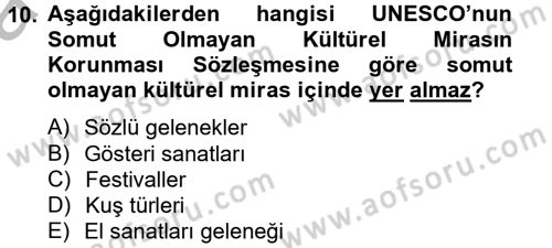 Kentsel ve Çevresel Koruma Dersi 2012 - 2013 Yılı (Vize) Ara Sınav Soruları 10. Soru