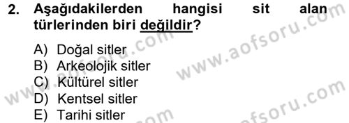 Kentsel ve Çevresel Koruma Dersi 2012 - 2013 Yılı (Vize) Ara Sınav Soruları 2. Soru