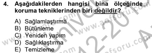 Kentsel ve Çevresel Koruma Dersi 2012 - 2013 Yılı (Vize) Ara Sınav Soruları 4. Soru