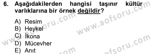 Kentsel ve Çevresel Koruma Dersi 2012 - 2013 Yılı (Vize) Ara Sınav Soruları 6. Soru