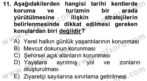 Kentsel ve Çevresel Koruma Dersi 2012 - 2013 Yılı (Final) Dönem Sonu Sınav Soruları 11. Soru