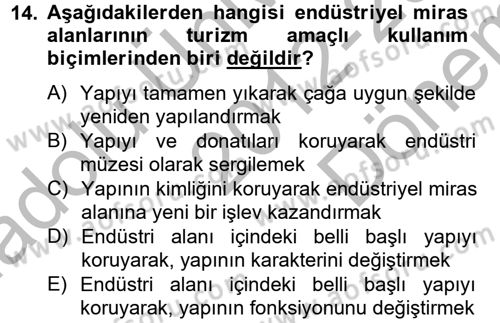 Kentsel ve Çevresel Koruma Dersi 2012 - 2013 Yılı (Final) Dönem Sonu Sınav Soruları 14. Soru