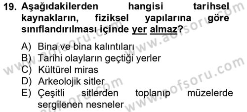 Kentsel ve Çevresel Koruma Dersi 2012 - 2013 Yılı (Final) Dönem Sonu Sınav Soruları 19. Soru