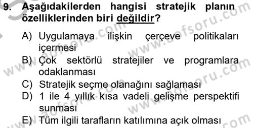 Kentsel ve Çevresel Koruma Dersi 2012 - 2013 Yılı (Final) Dönem Sonu Sınav Soruları 9. Soru