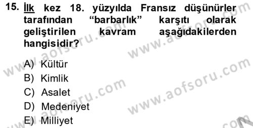 Kentsel ve Çevresel Koruma Dersi 2013 - 2014 Yılı (Vize) Ara Sınav Soruları 15. Soru