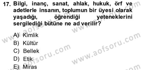 Kentsel ve Çevresel Koruma Dersi 2013 - 2014 Yılı (Vize) Ara Sınav Soruları 17. Soru