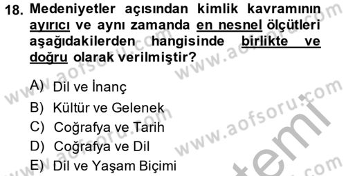 Kentsel ve Çevresel Koruma Dersi 2013 - 2014 Yılı (Vize) Ara Sınav Soruları 18. Soru