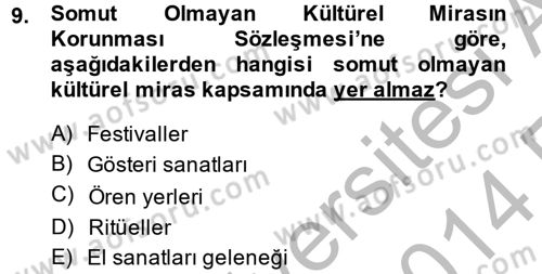 Kentsel ve Çevresel Koruma Dersi 2013 - 2014 Yılı (Vize) Ara Sınav Soruları 9. Soru