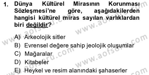 Kentsel ve Çevresel Koruma Dersi 2013 - 2014 Yılı (Final) Dönem Sonu Sınav Soruları 1. Soru