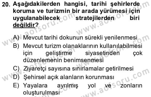 Kentsel ve Çevresel Koruma Dersi 2013 - 2014 Yılı (Final) Dönem Sonu Sınav Soruları 20. Soru