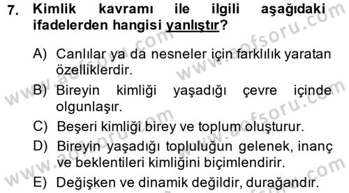 Kentsel ve Çevresel Koruma Dersi 2013 - 2014 Yılı (Final) Dönem Sonu Sınav Soruları 7. Soru