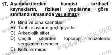 Kentsel ve Çevresel Koruma Dersi 2013 - 2014 Yılı Tek Ders Sınav Soruları 17. Soru