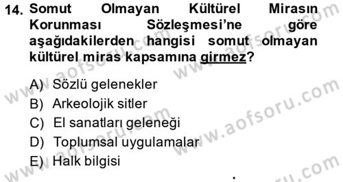 Kentsel ve Çevresel Koruma Dersi 2014 - 2015 Yılı (Vize) Ara Sınav Soruları 14. Soru