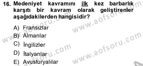 Kentsel ve Çevresel Koruma Dersi 2014 - 2015 Yılı (Vize) Ara Sınav Soruları 16. Soru