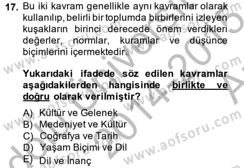 Kentsel ve Çevresel Koruma Dersi 2014 - 2015 Yılı (Vize) Ara Sınav Soruları 17. Soru