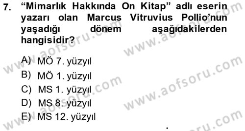 Kentsel ve Çevresel Koruma Dersi 2014 - 2015 Yılı (Vize) Ara Sınav Soruları 7. Soru