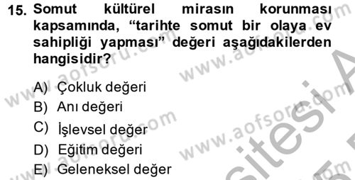 Kentsel ve Çevresel Koruma Dersi 2014 - 2015 Yılı (Final) Dönem Sonu Sınav Soruları 15. Soru