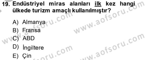 Kentsel ve Çevresel Koruma Dersi 2014 - 2015 Yılı (Final) Dönem Sonu Sınav Soruları 19. Soru