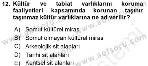 Kentsel ve Çevresel Koruma Dersi 2015 - 2016 Yılı (Vize) Ara Sınav Soruları 12. Soru