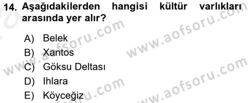 Kentsel ve Çevresel Koruma Dersi 2015 - 2016 Yılı (Vize) Ara Sınav Soruları 14. Soru