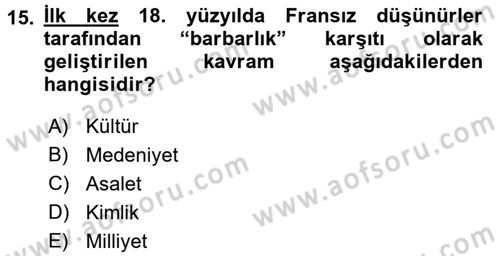Kentsel ve Çevresel Koruma Dersi 2015 - 2016 Yılı (Vize) Ara Sınav Soruları 15. Soru