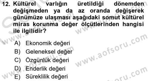 Kentsel ve Çevresel Koruma Dersi 2015 - 2016 Yılı (Final) Dönem Sonu Sınav Soruları 12. Soru
