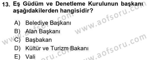 Kentsel ve Çevresel Koruma Dersi 2015 - 2016 Yılı (Final) Dönem Sonu Sınav Soruları 13. Soru