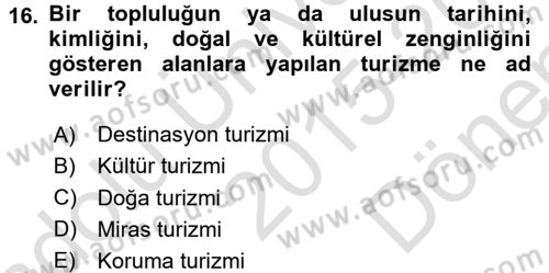 Kentsel ve Çevresel Koruma Dersi 2015 - 2016 Yılı (Final) Dönem Sonu Sınav Soruları 16. Soru