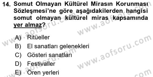 Kentsel ve Çevresel Koruma Dersi 2016 - 2017 Yılı 3 Ders Sınav Soruları 14. Soru