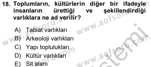 Kentsel ve Çevresel Koruma Dersi 2016 - 2017 Yılı 3 Ders Sınav Soruları 18. Soru