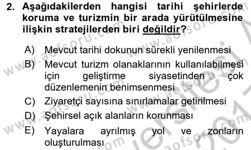Kentsel ve Çevresel Koruma Dersi 2016 - 2017 Yılı 3 Ders Sınav Soruları 2. Soru