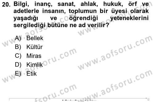 Kentsel ve Çevresel Koruma Dersi 2016 - 2017 Yılı 3 Ders Sınav Soruları 20. Soru
